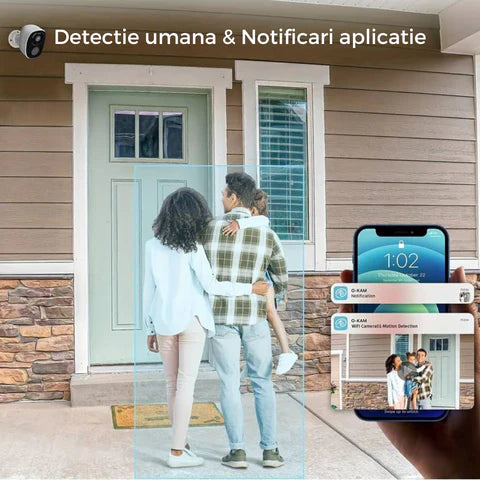 Camera de supraveghere WIFI 2K, 4MP, Baterie incorporata, Control din aplicatie,Rezistenta la apa IP66