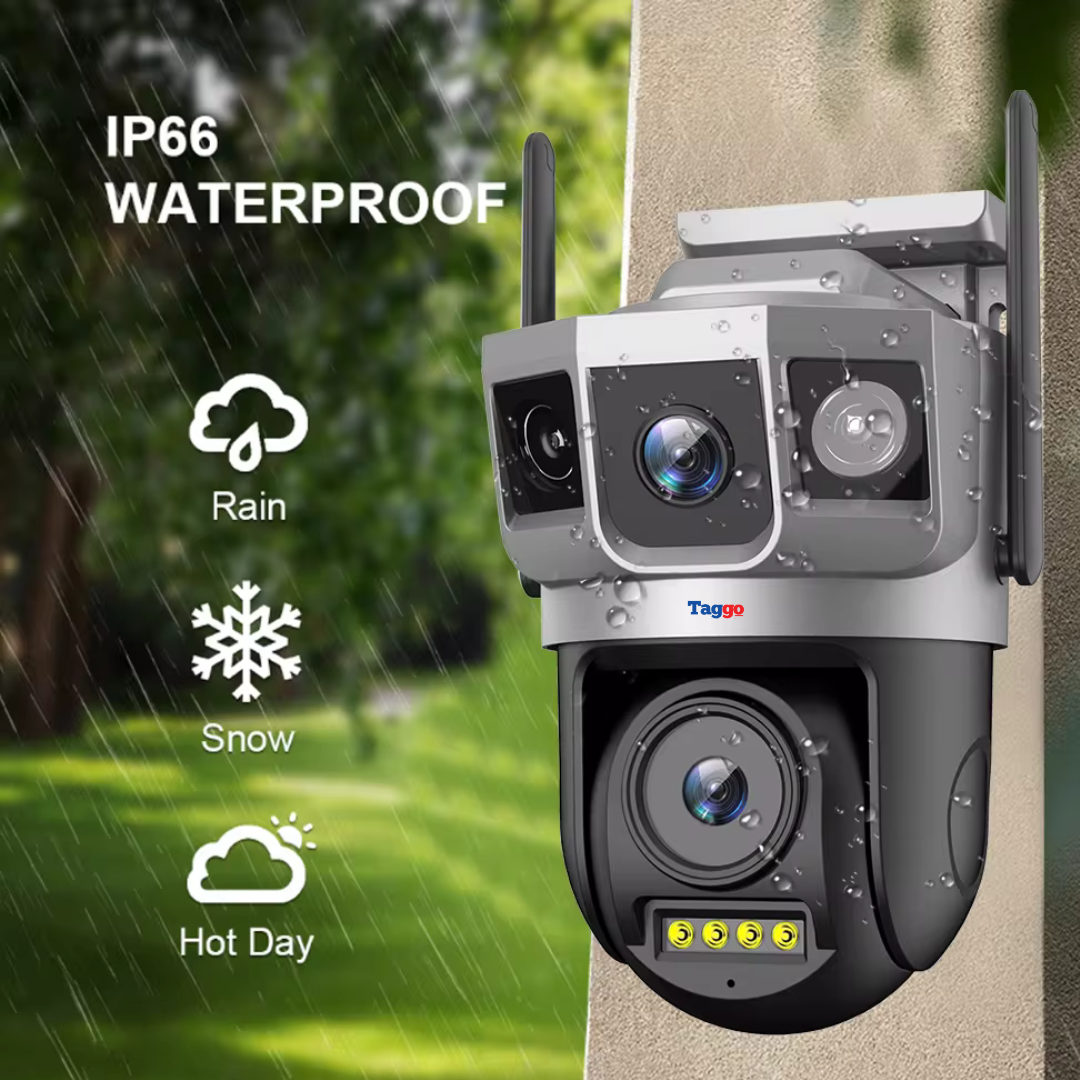 Camera de supraveghere WIFI 8MP, 2 lentile, Control din aplicatie, Urmarire automata, Rezistenta la apa IP66