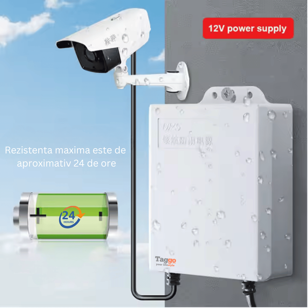 Alimentator UPS 12V ,baterie de 3600 mAh , Protectie la supraincarcare, supratensiune, temperaturi ridicate si scurtcircuit.