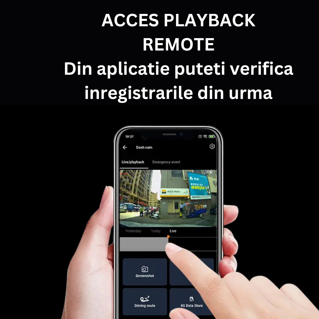Camera auto de bord 4G Cartela SIM, 24h, GPS, Vizualizare traseu, Senzor G Impact, Acces aplicatie