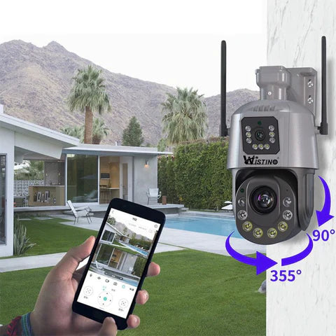 Camera de supraveghere 4G Cartela SIM 6K, 50X, 2 lentile, Control din aplicatie, Detectie umana, Rezistenta la apa IP66 - Taggo.ro