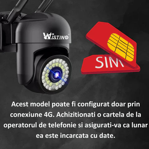 Camera de supraveghere 4G Cartela SIM 5MP, Control din aplicatie, Urmarire automata, Rezistenta la apa IP66 - Taggo.ro