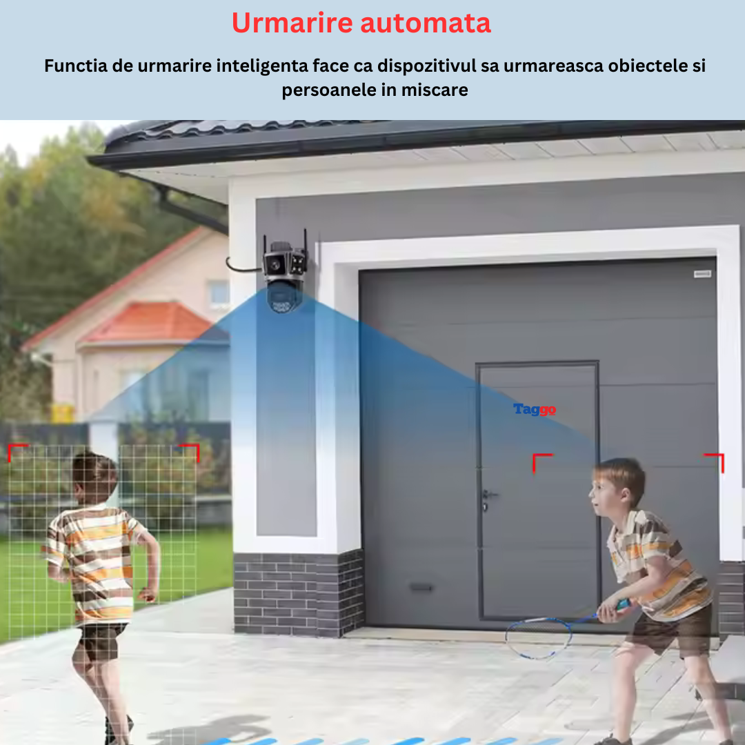 Camera de supraveghere 4G Cartela SIM 6K, 10MP, 3 ecrane, Urmarire automata, Control din aplicatie, Rezistenta la apa , Full Color