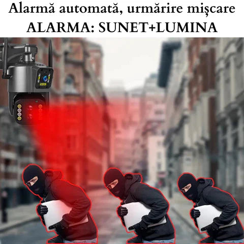 Camera de Supraveghere Wifi Exterior 4K 8MP (4MP+4MP), Zoom 10x, Notificari, Control din Aplicatie, Urmarire Automata - Taggo.ro