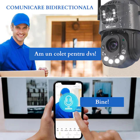 Camera de supraveghere 4G Cartela SIM 6K, 50X, 2 lentile, Control din aplicatie, Detectie umana, Rezistenta la apa IP66 - Taggo.ro