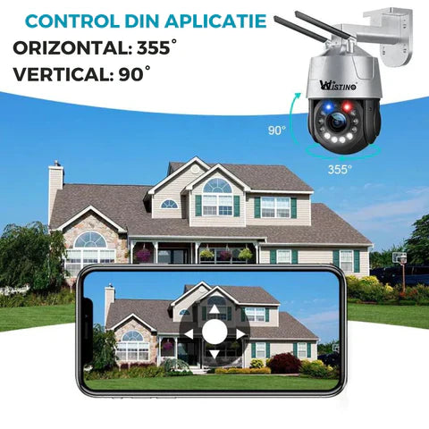 Camera Supraveghere 4G 4K Ultra HD 36X Optical ZOOM, Rotire Din Aplicatie, Rezistenta La Apa IP 66, Card Memorie 128 GB - Taggo.ro