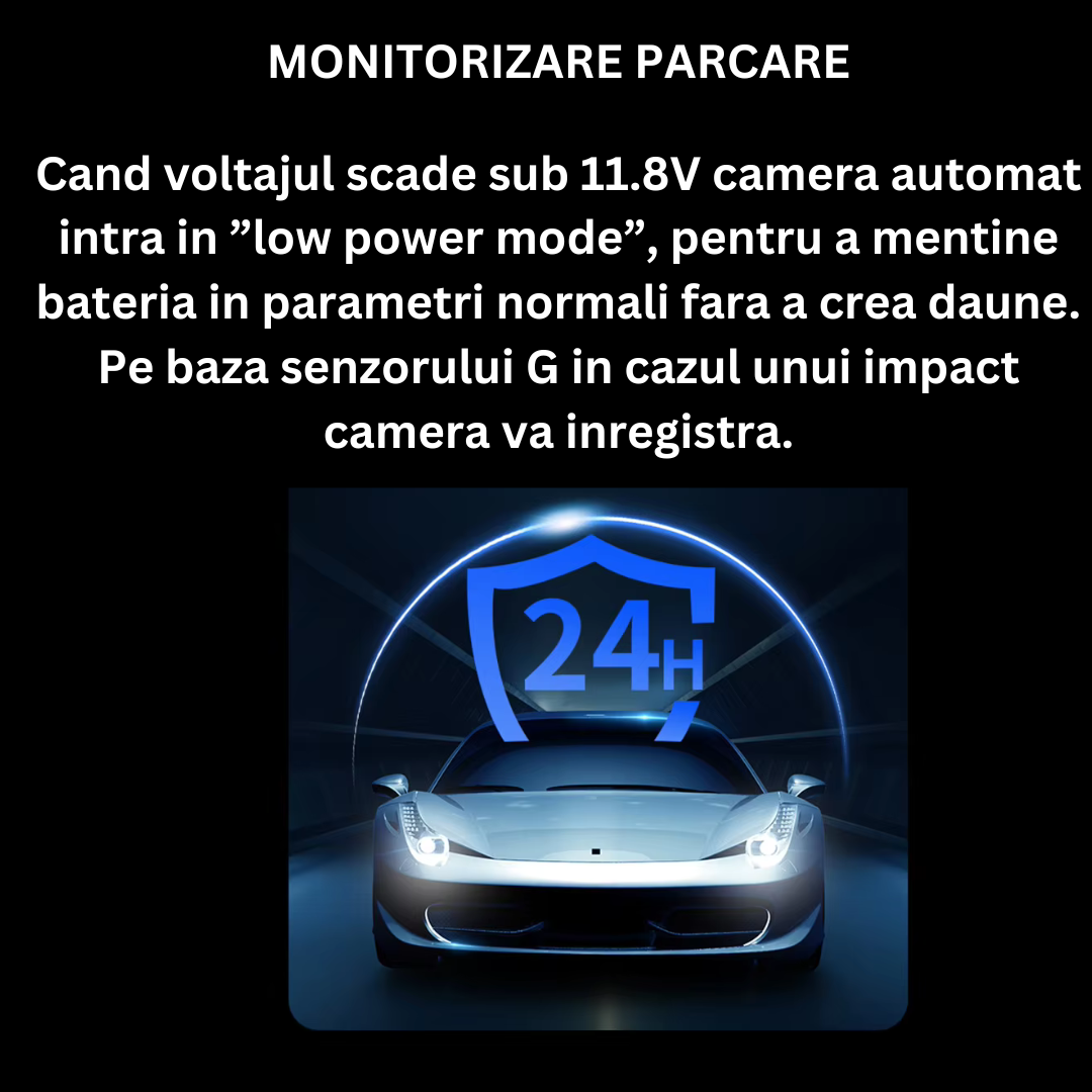 Camera auto de bord 4G Cartela SIM, 24h, GPS, Vizualizare traseu, Senzor G Impact, Acces aplicatie