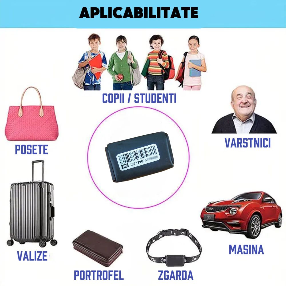 Micro tracker GSM GPS 1000 mAh, de dimensiunea unei monede, cu localizare GPS, AGPS, LBS si Wi-Fi precisa si rapida