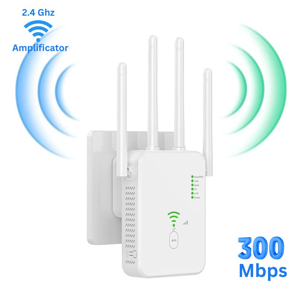 Amplificator WiFi 300 Mbps, Retea 2.4G, White – Semnal Puternic, acoperire extinsa si conexiune stabila