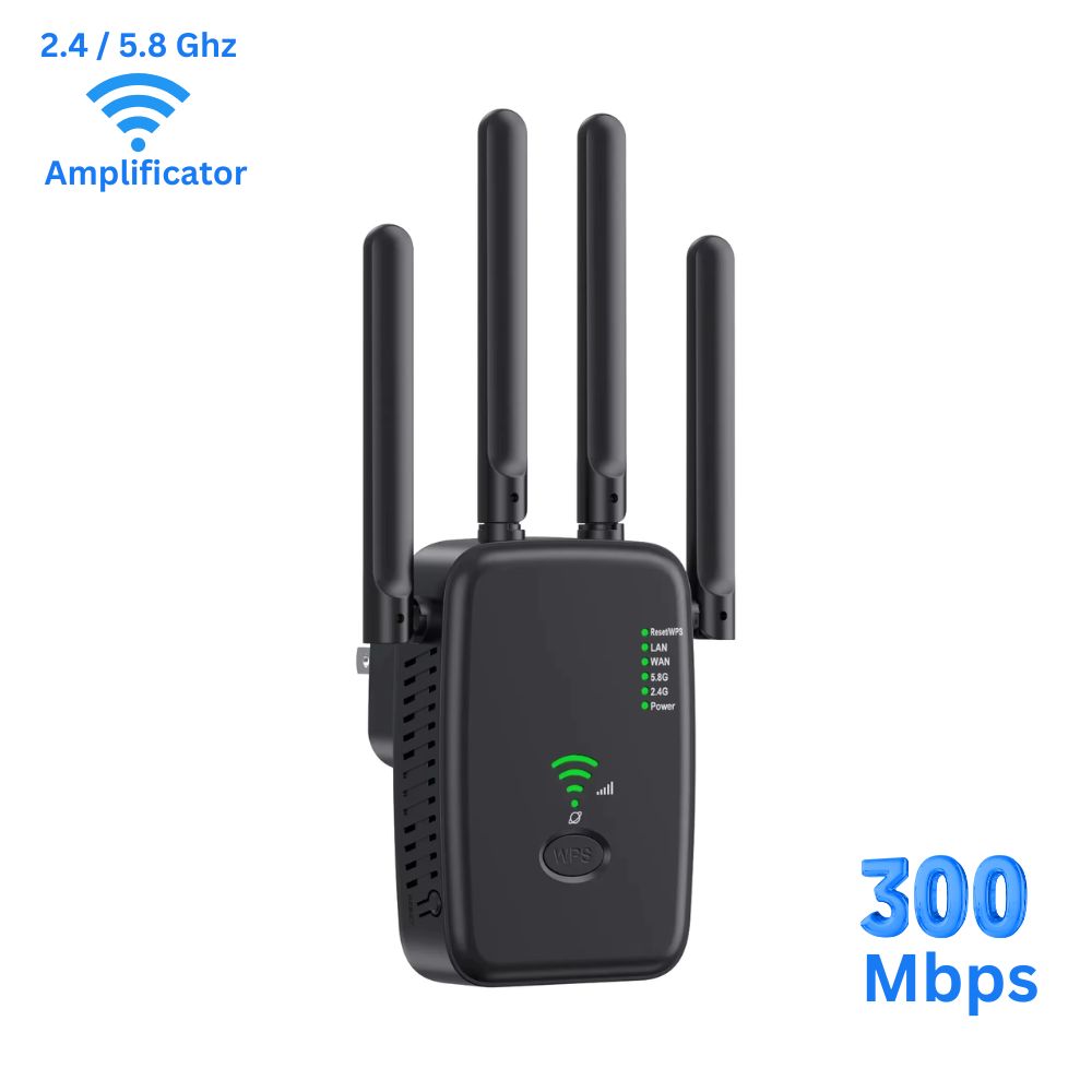 Amplificator WiFi 300 Mbps, Retea 2.4G, Black – Semnal Puternic, acoperire extinsa si conexiune stabila