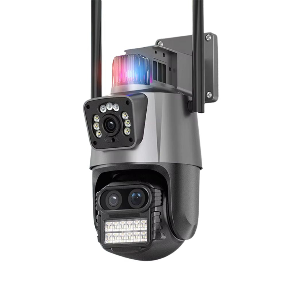 Camera de supraveghere WIFI 5K, 3 lentile, Zoom 8X, Control din aplicatie, Urmarire automata, Rezistenta la apa IP66