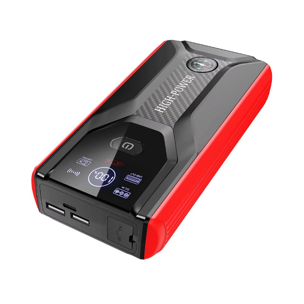 Starter auto pentru motor benzina/diesel, multifunctional, 15000 mAh, 12V, 2 iesiri USB, lumini de urgenta, busola, 17X8.8X3.8 cm, temperaturi de rezistenta -40 C, +80 C, afisaj electronic