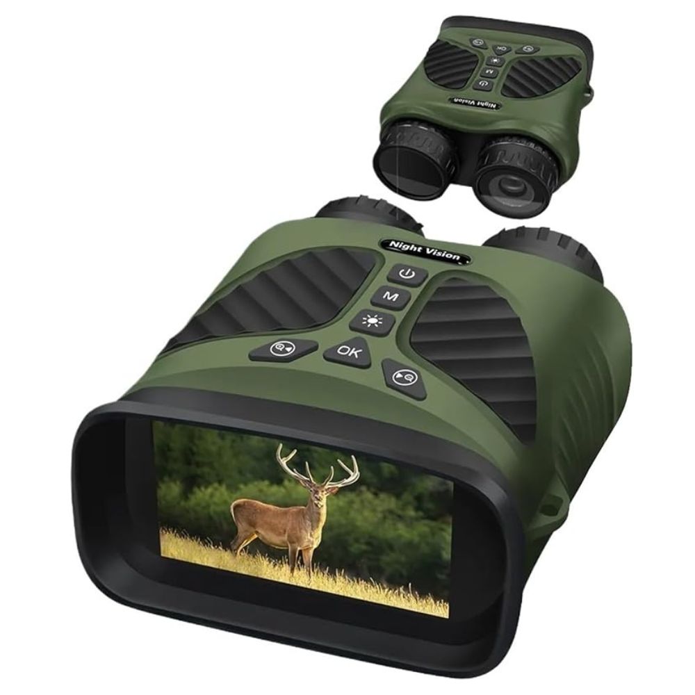 Binoclu Digital Profesional cu Night Vision de Vanatoare 4K, Zoom 10X, Ecran LCD, Acumulator, Verde