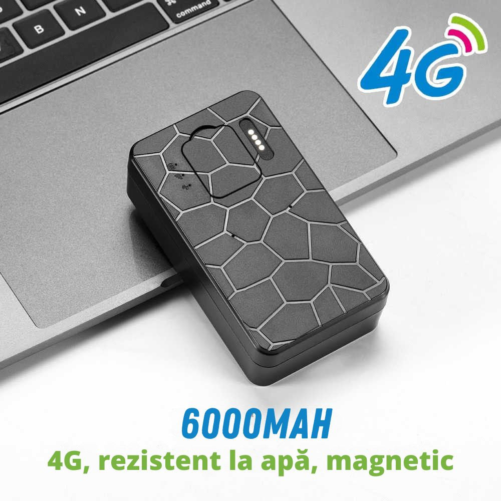 Tracker auto GPS 4G 6000 mAh, cu localizare si monitorizare in timp real, autonomie 96 ore, standby 42 zile, IP67