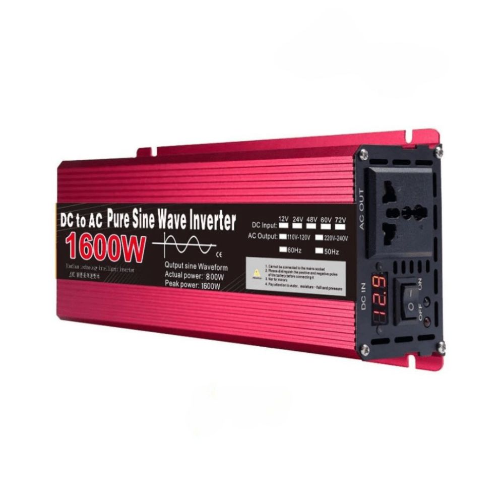 Invertor 1600W 12V – 220 V auto si panouri solare SINUS PUR, unda pura rulota, casa, cabana