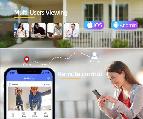 Camera de supraveghere Zoom 10X, WIFI 8K, 16MP, 4 lentile, Control din aplicatie, Comunicare bidirectionala, Urmarire automata, Card 128GB - Taggo.ro