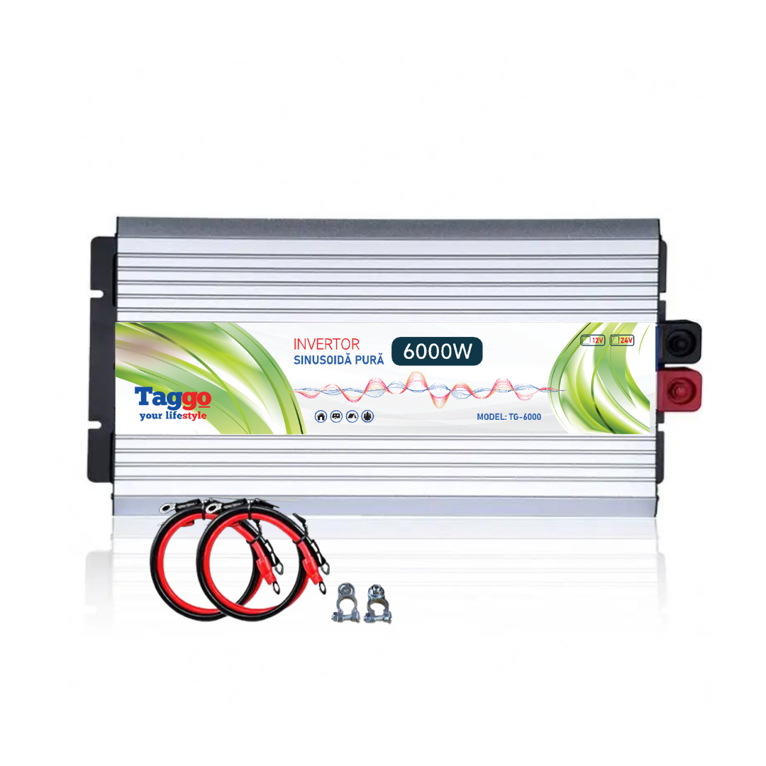 Invertor 6000W 24V – 220 V auto si panouri solare SINUS PUR, unda pura rulota, casa, cabana
