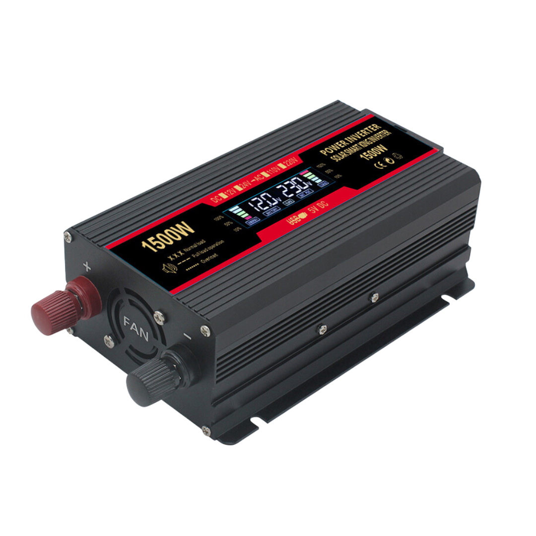 Invertor 12v 220v 1500w Unda Modificata cu Display, 1 Iesire AC Protectie Scurtcircuit 2 USB, Adaptor Auto Inclus