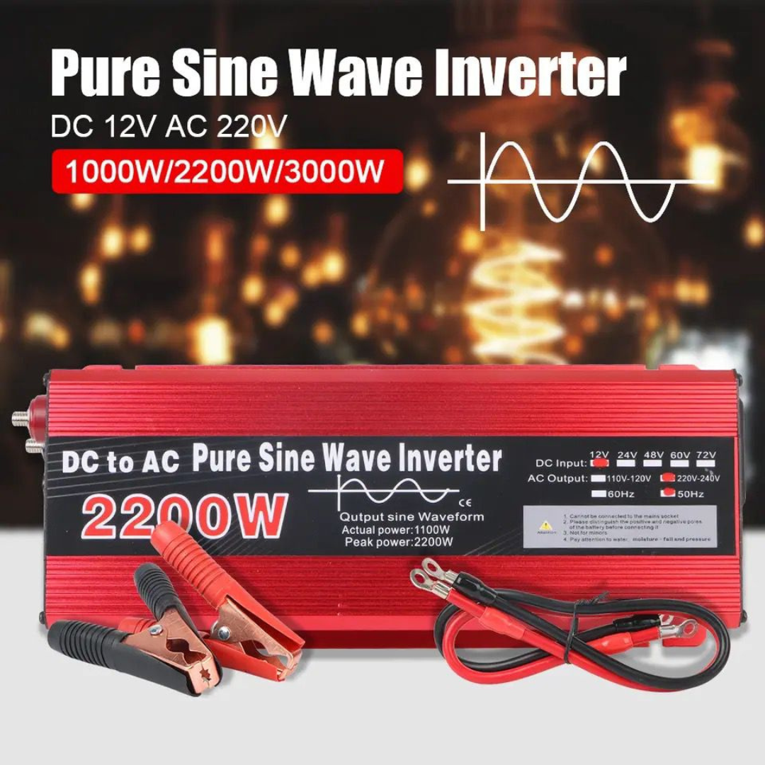 Invertor 2200W 12V – 220 V auto si panouri solare SINUS PUR, unda pura rulota, casa, cabana