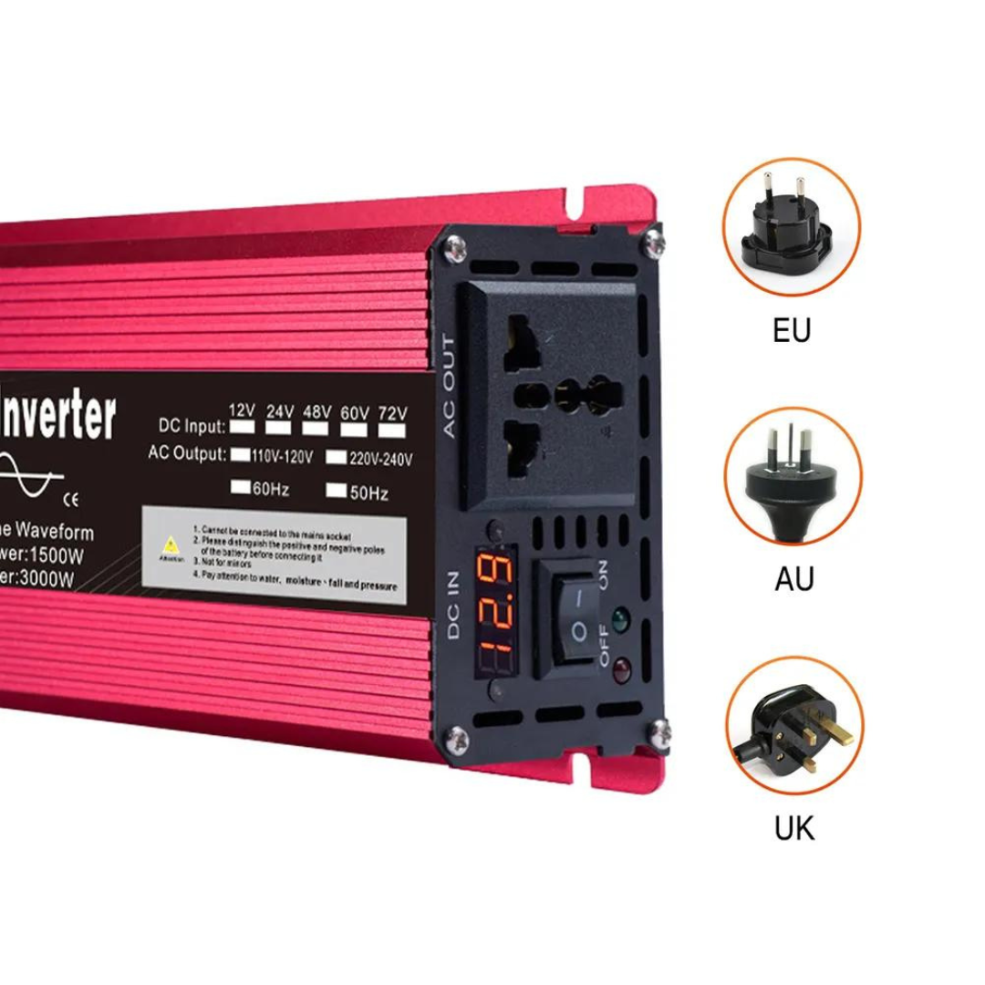 Invertor 1600W 12V – 220 V auto si panouri solare SINUS PUR, unda pura rulota, casa, cabana