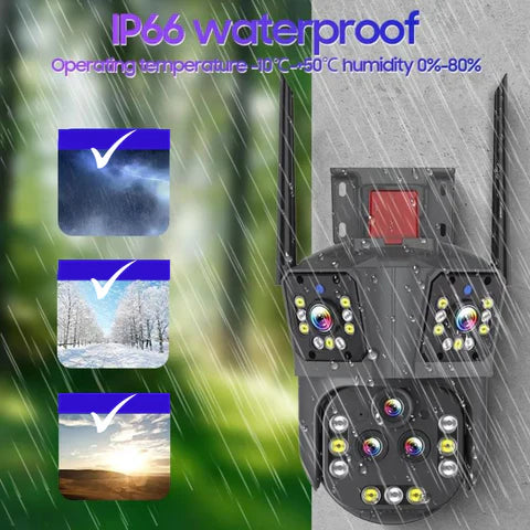 Camera de supraveghere WIFI 10K, 20MP, Zoom 20X, 5 lentile, Control din aplicatie, Comunicare bidirectionala, Urmarire automata, Card 128GB - Taggo.ro