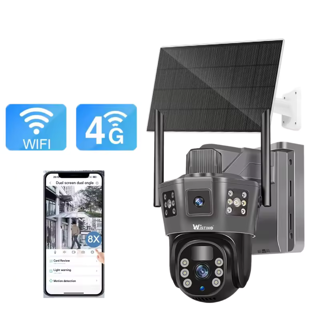 Camera Supraveghere WIFI 6K Ultra HD, Dual Camera 12MP, Incarcare Solara, Rotire Din Aplicatie, Rezistenta La Apa IP 66
