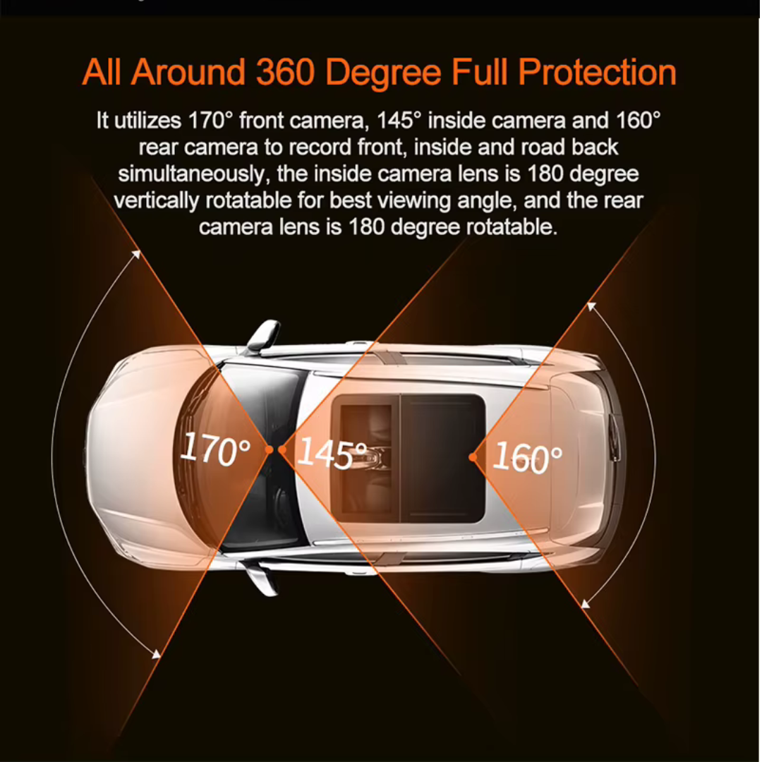 Camera auto 4K cu ecran LCD + camera spate 2K + camera interior 1080P DVR WIFI, Vizionare nocturna, Senzor Sony IMX 335
