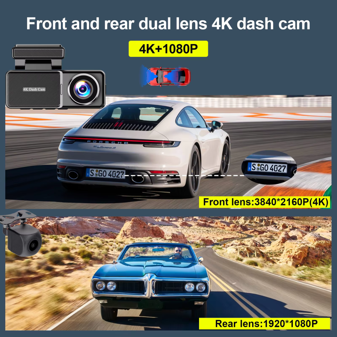 Camera auto 4K cu ecran LCD + camera spate 1080P DVR WIFI, GPS, Vizionare nocturna, Senzor SGC4663