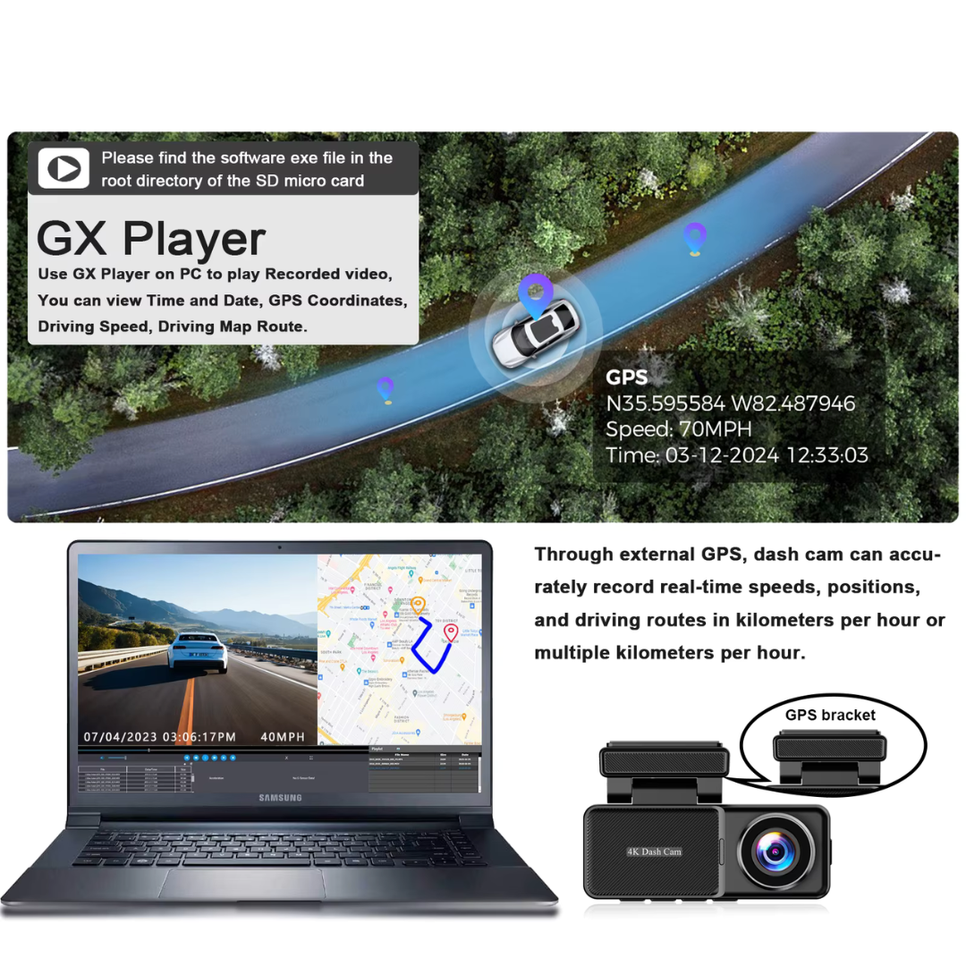Camera auto 4K cu ecran LCD + camera spate 1080P DVR WIFI, GPS, Vizionare nocturna, Senzor SGC4663