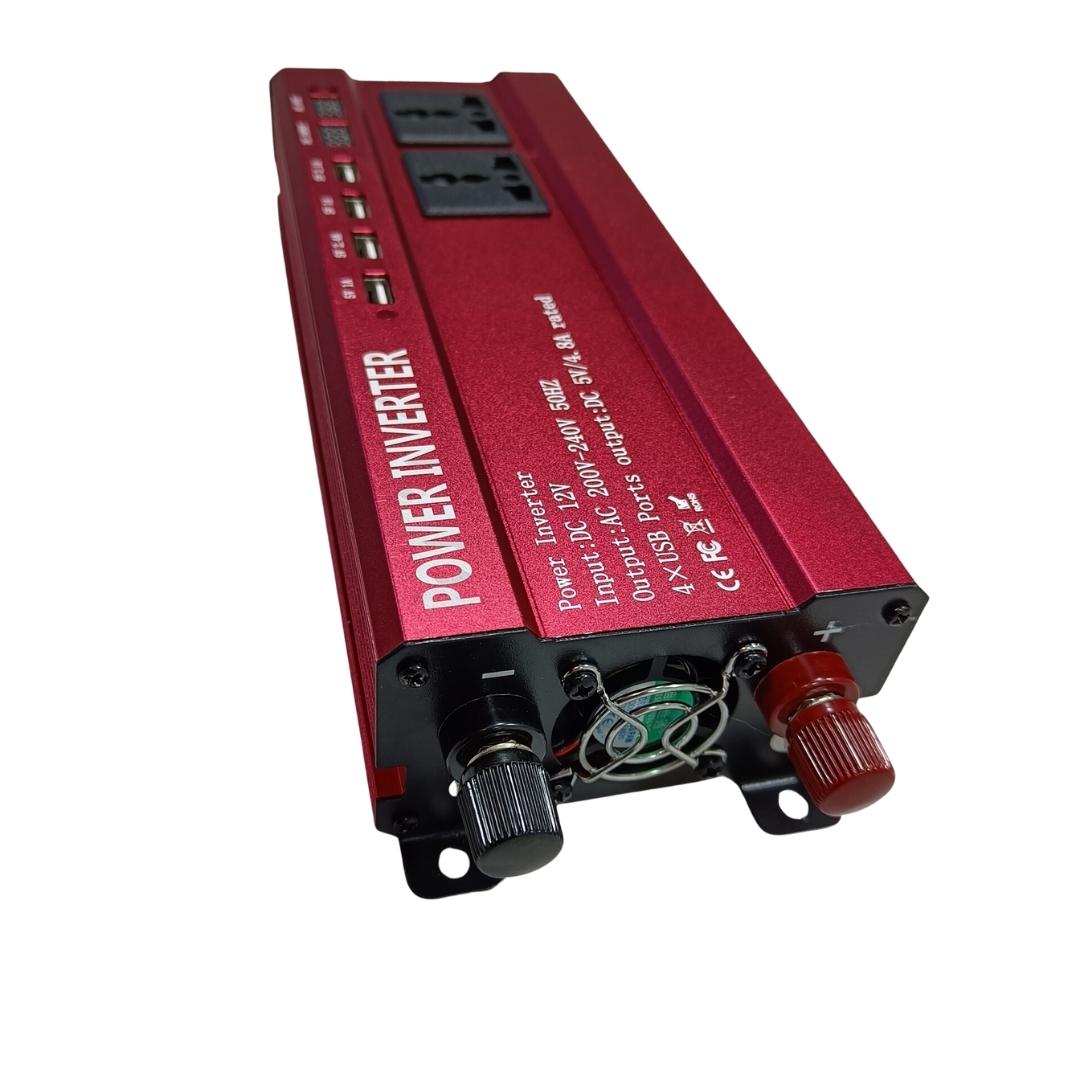 Invertor 12v 220v 2000w cu Display, 3 Iesiri AC Protectie Scurtcircuit 4 USB, Adaptor Auto Inclus - Taggo.ro