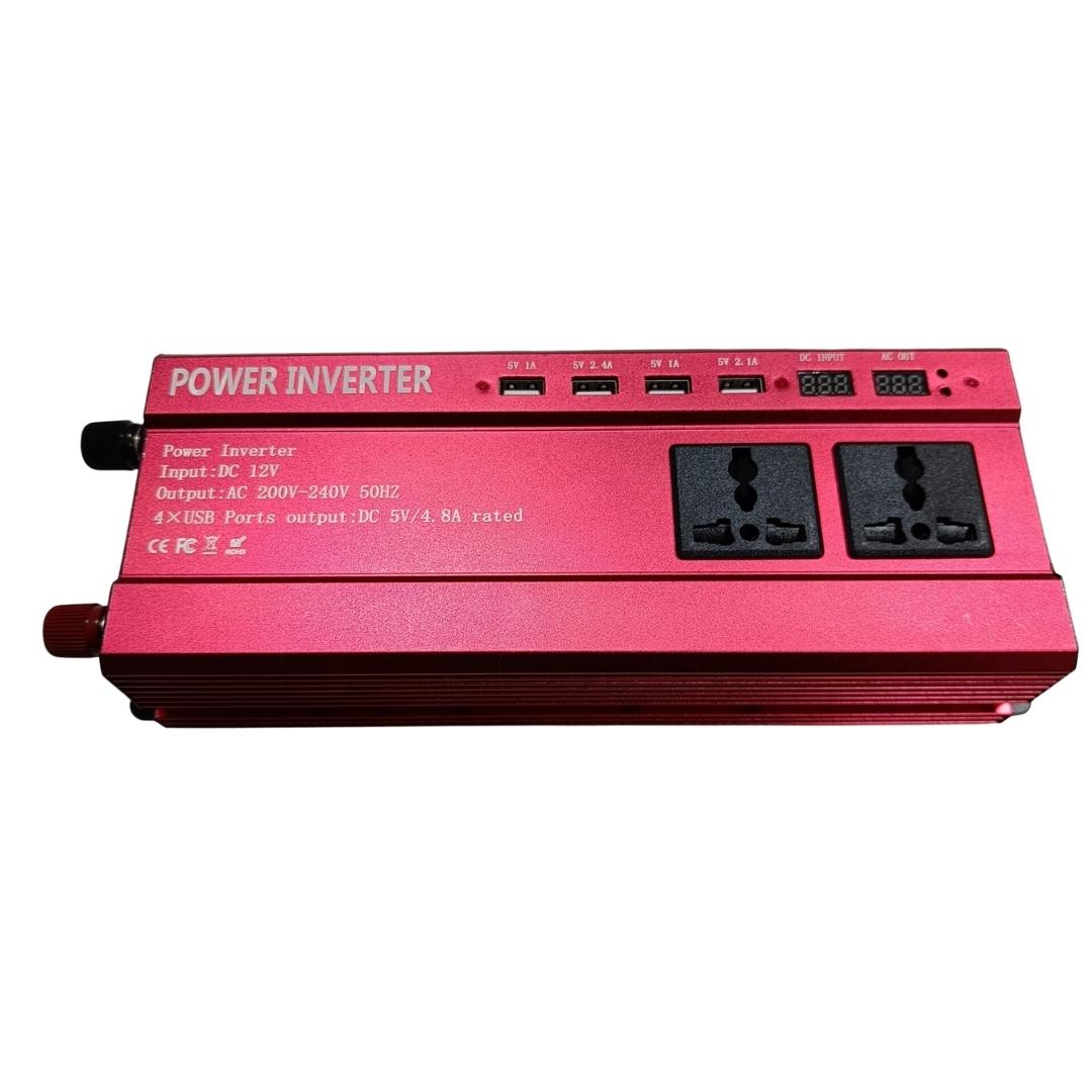 Invertor 12v 220v 2000w cu Display, 3 Iesiri AC Protectie Scurtcircuit 4 USB, Adaptor Auto Inclus - Taggo.ro