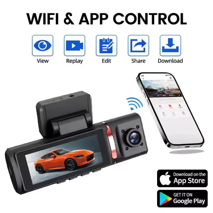 Camera auto J05 4k + camera interior 720P + camera spate 720P, WiFi