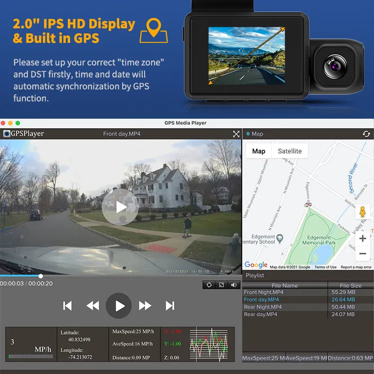 Camera auto 4K cu ecran LCD + camera spate 2K + camera interior 1080P DVR WIFI, Vizionare nocturna, Senzor Sony IMX 335