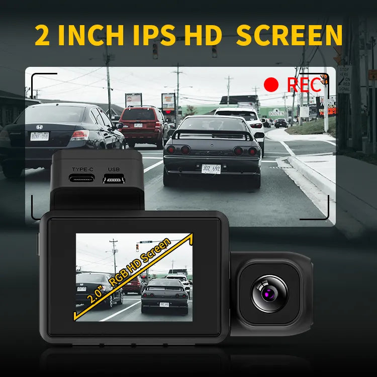 Camera auto 4K cu ecran LCD + camera spate 2K + camera interior 1080P DVR WIFI, Vizionare nocturna, Senzor Sony IMX 335