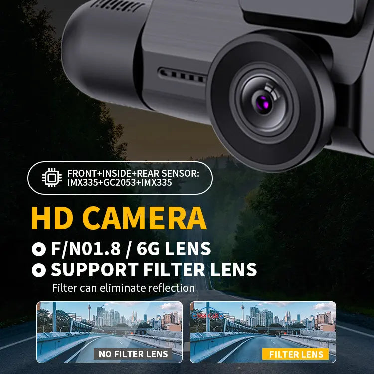 Camera auto 4K cu ecran LCD + camera spate 2K + camera interior 1080P DVR WIFI, Vizionare nocturna, Senzor Sony IMX 335