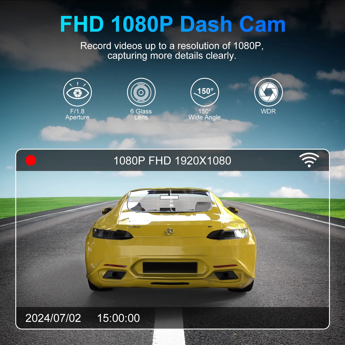 Camera auto DVR WIFI, Vizionare nocturna, Full HD 1080P, Senzor GC2083