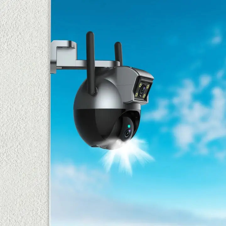 Camera de Supraveghere Exterior / Interior Dubla WIFI, 4MP, Ultra HD, Rotire, Leduri Lumina, Comunicare Bidirectionala, Senzor Miscare - Taggo.ro