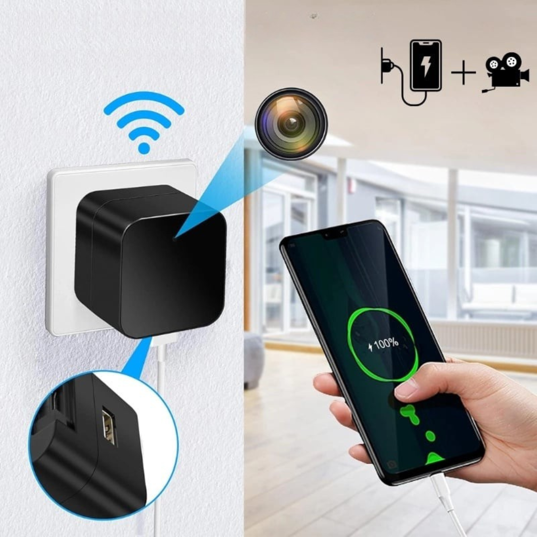 Incarcator USB cu Camera Spion, Wi-Fi, Full HD, Vedere Nocturna, Senzor de Miscare