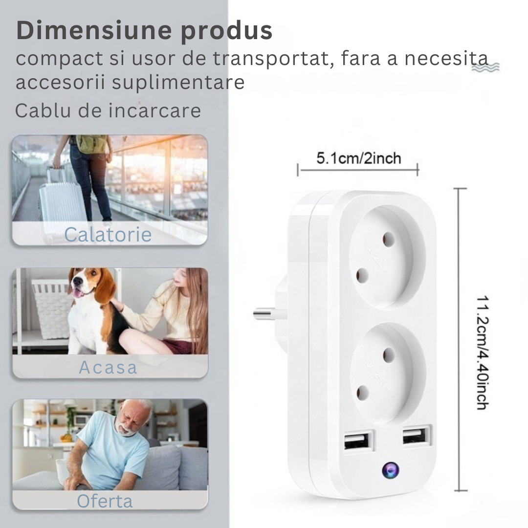 Camera Spion in Adaptor Dublu, Wi-Fi, Full HD, Vizualizare in Timp Real