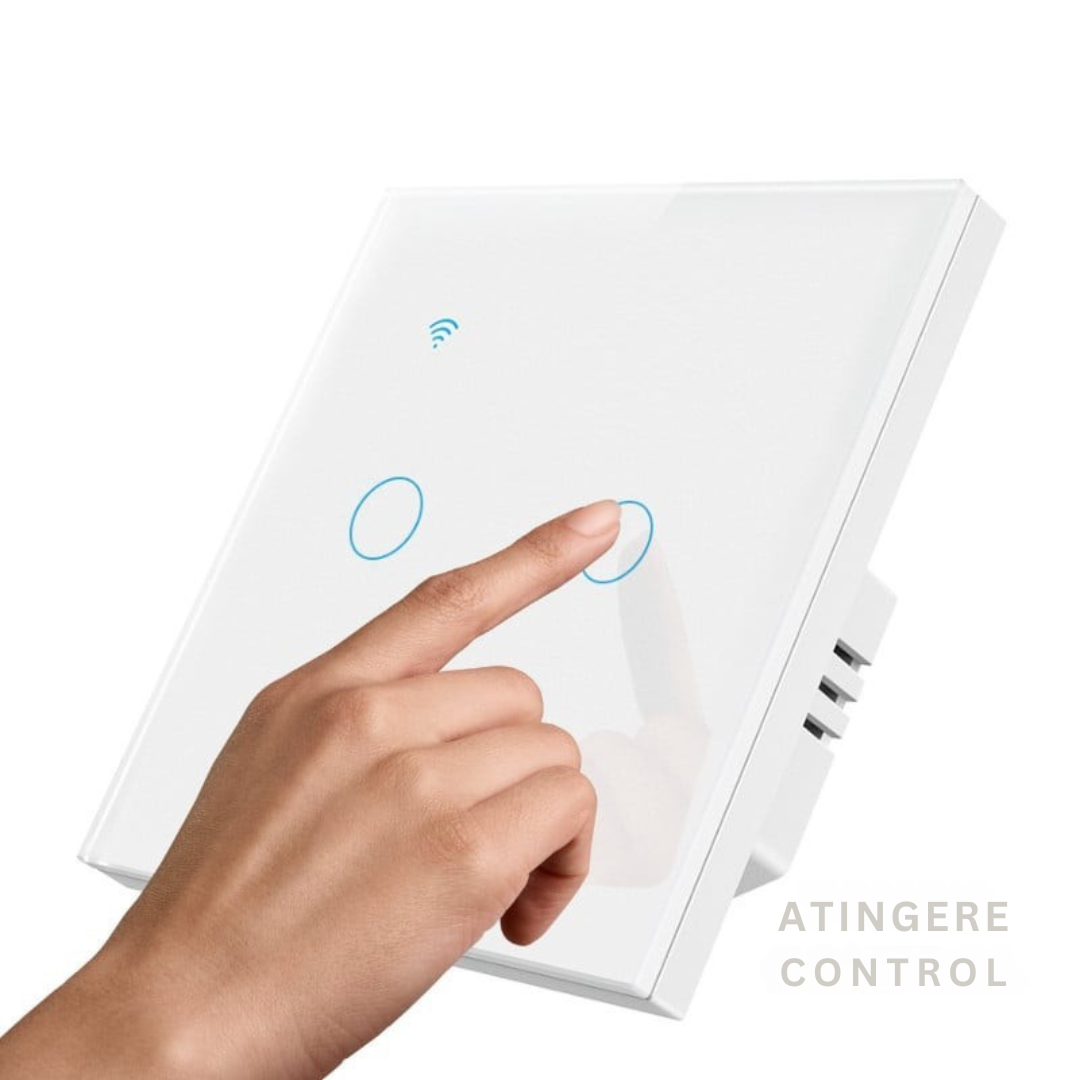 Intrerupator Smart Touch 2F, Wi-Fi, Sticla Securizata, LED