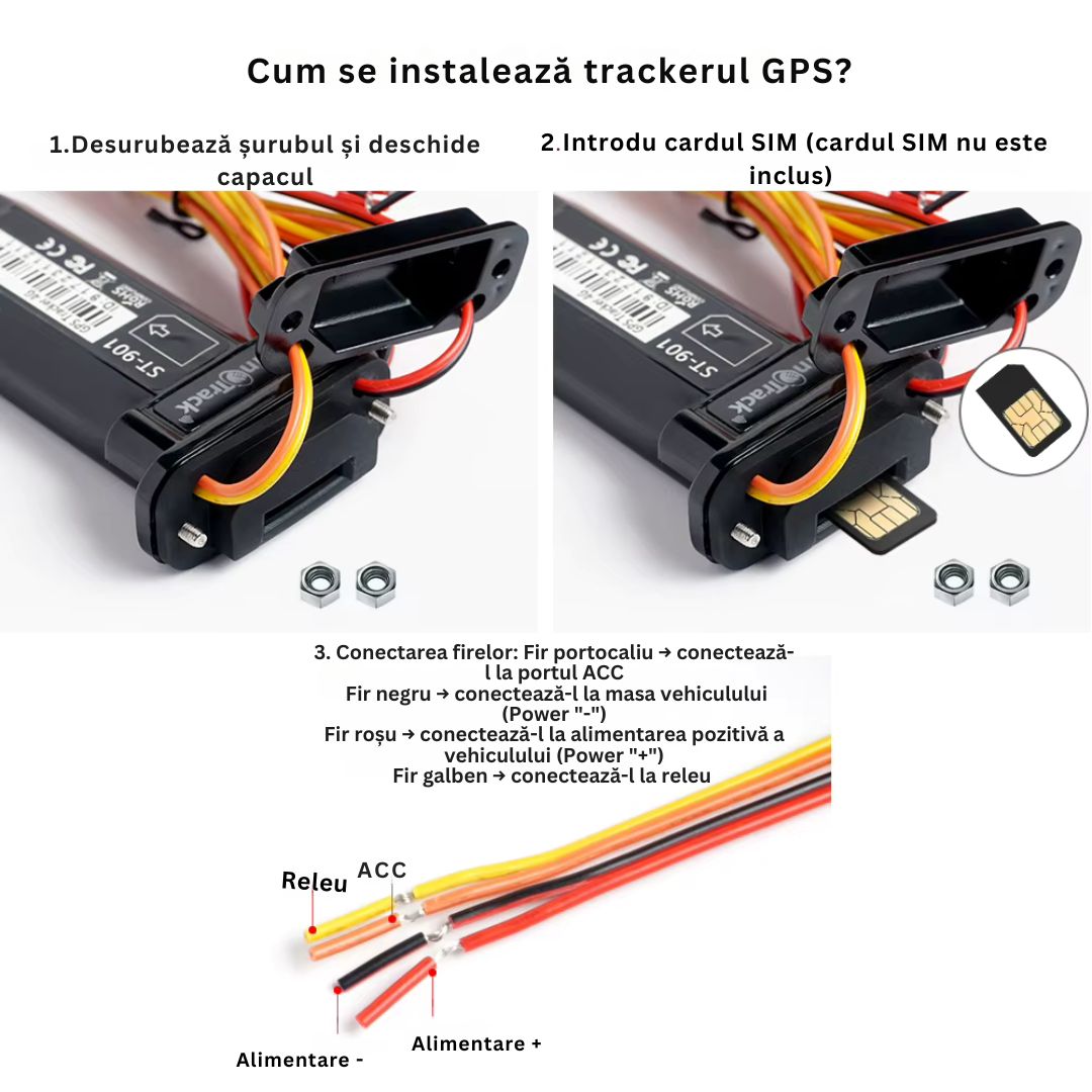 GPS Tracker Auto 2G/4G, Rezistent la apă IP67, Google Maps, baterie 150mAh, aplicatie gratuita