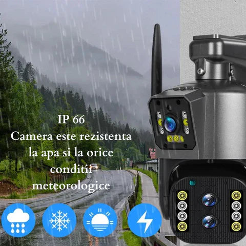 Camera de Supraveghere Wifi Exterior 4K 8MP (4MP+4MP), Zoom 10x, Notificari, Control din Aplicatie, Urmarire Automata - Taggo.ro