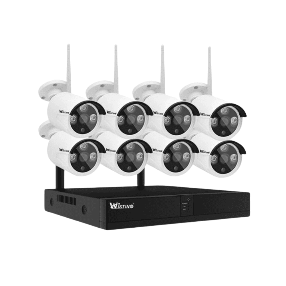 Sistem de Supraveghere cu 8 Camere CCTV 1080P 2MP Wireless NVR IR 30m pentru Interior/Exterior