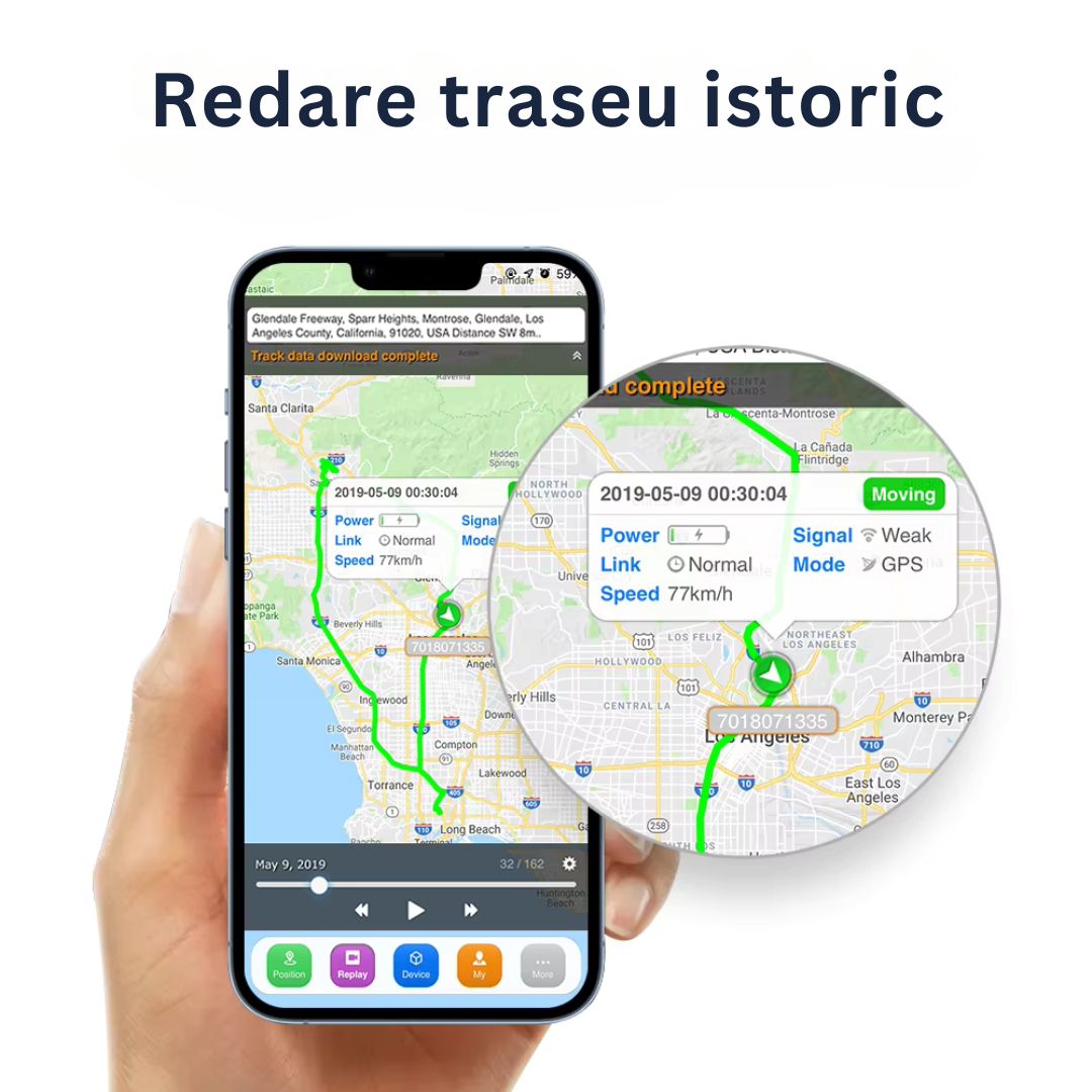 GPS Tracker Auto 2G/4G, Rezistent la apă IP67, Google Maps, baterie 150mAh, aplicatie gratuita