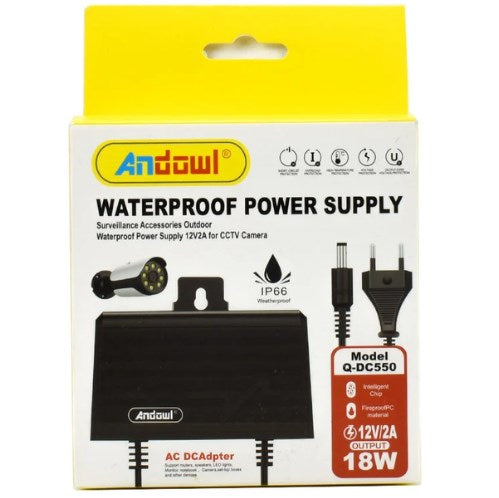 Sursa Alimentare 12v /2A, 18W pentru Camere de Supraveghere CCTV, Rezistenta la Apa, cu Suport de Agatat. - Taggo.ro