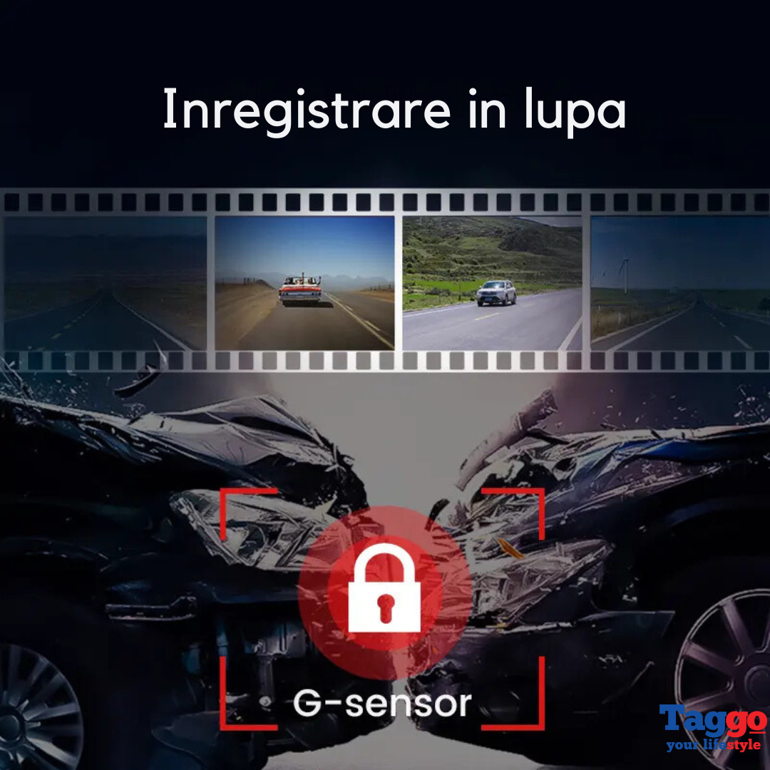 Camera auto DVR 2K, camera interior 720P, conexiune 4G cartela SIM și monitorizare parcare