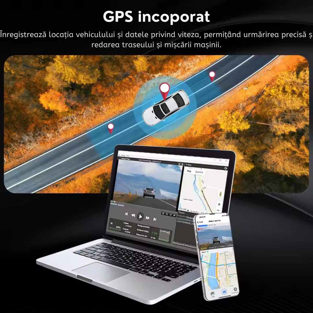 Camera auto 4k + camera spate 1080P DVR WiFi, GPS, Vizionare nocturna, Senzor GC4653