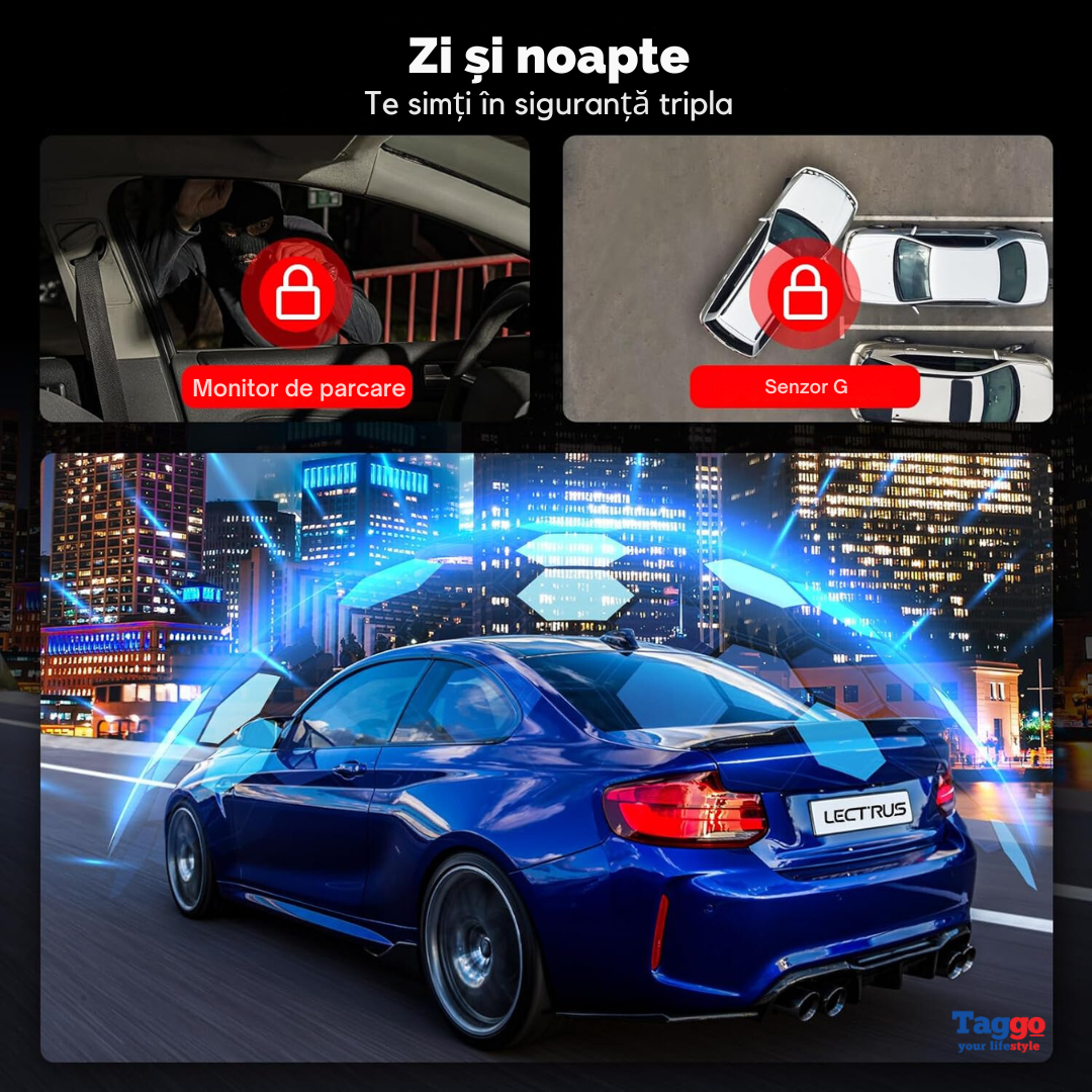 Camera auto 4K UHD frontal + cabină Full HD 1080P + spate Full HD 1080P, functie GPS, cu WIFI integrat