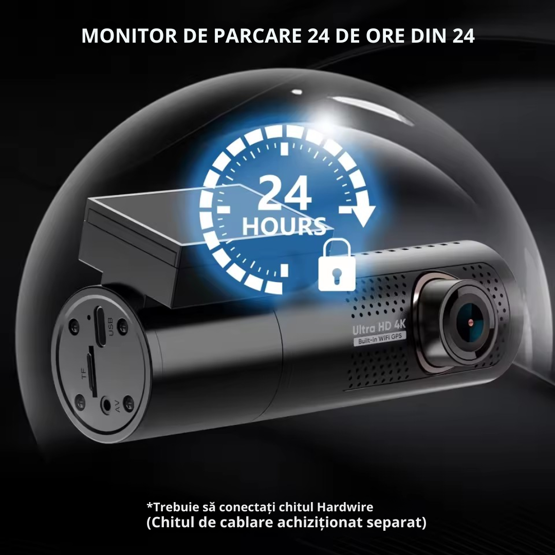 Camera auto 4k + camera spate 1080P DVR WiFi, GPS, Vizionare nocturna, Senzor GC4653