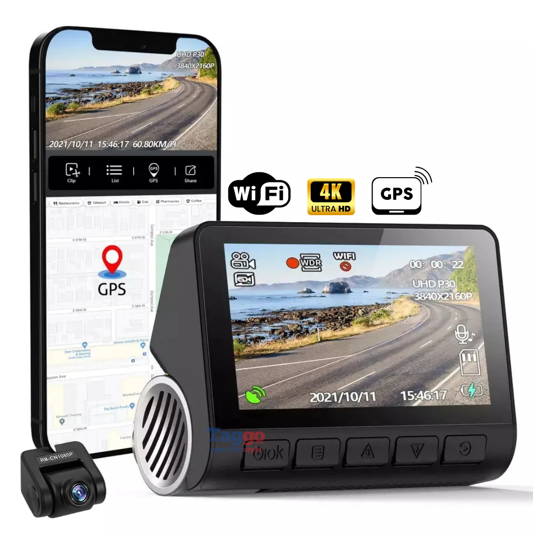 Camera Auto V55PRO 4K + camera spate 1080P, WiFi, WDR, Viziune nocturna